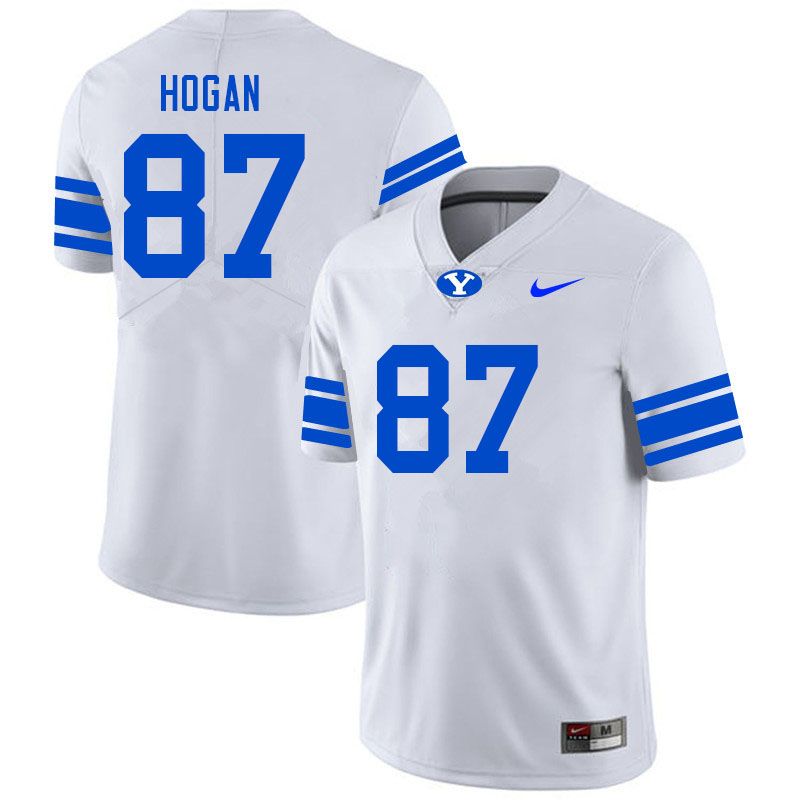 Men #87 Britton Hogan BYU Cougars College Football Jerseys Sale-White